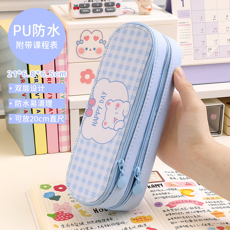 Temporada escolar de alto valor de doble capa de gran capacidad simple bolsas de lápiz de jóvenes estudiantes bonitos papelería caja de lápiz papelería