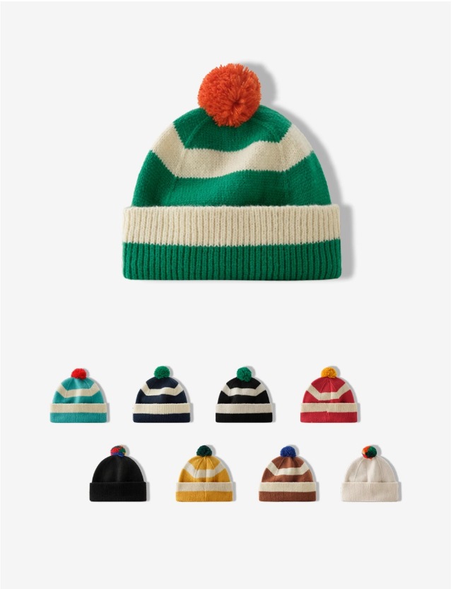 133g Weight Wool Cap Hats Type Unisex Sweet Classic Style Stripe Eaveless Wool Cap