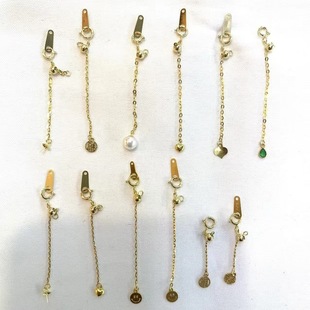 G18k pure gold end chain love a variety of styles can be sticky beads DIY jewelry accessories otbuckle bag gold