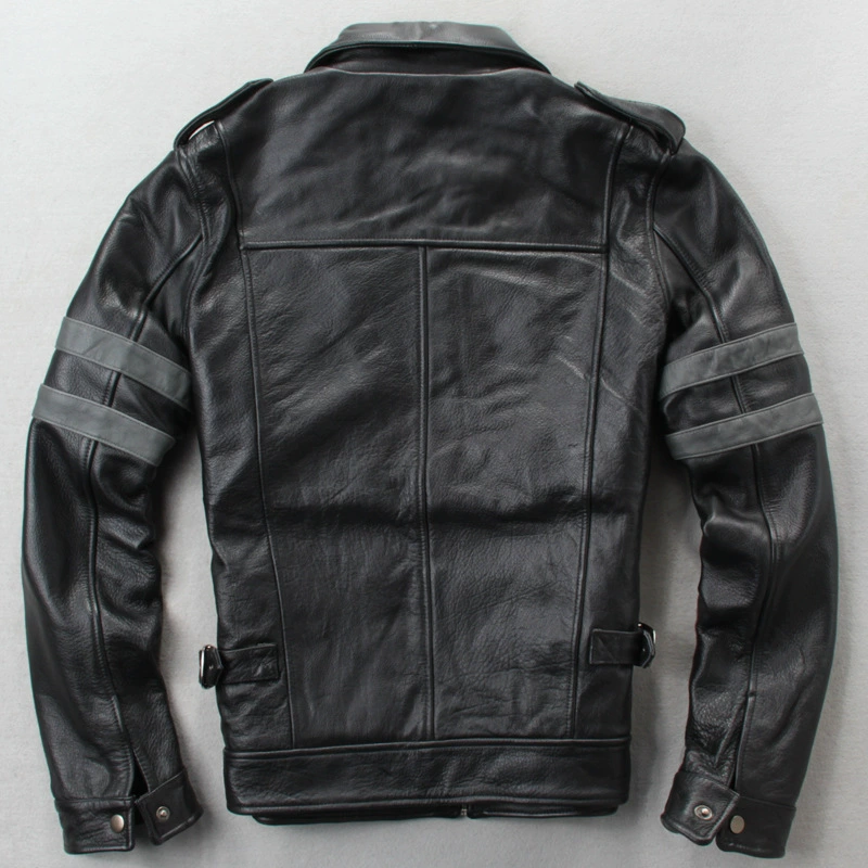 Leather jacket, genuine leather, cowhide, slim fit