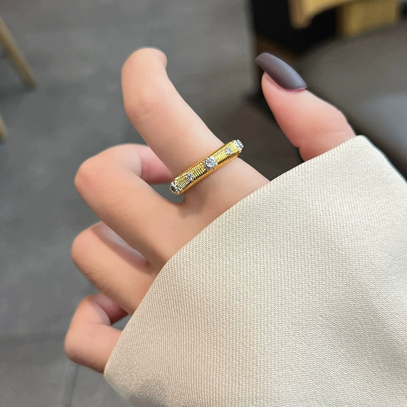 retro fashionable geometric ring hip-hop style, silver 925 sample, on index finger