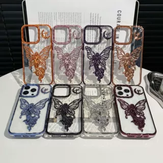水钻蝴蝶结手机壳适用iPhone18高级感苹果17Promax闪钻羽纱高级感