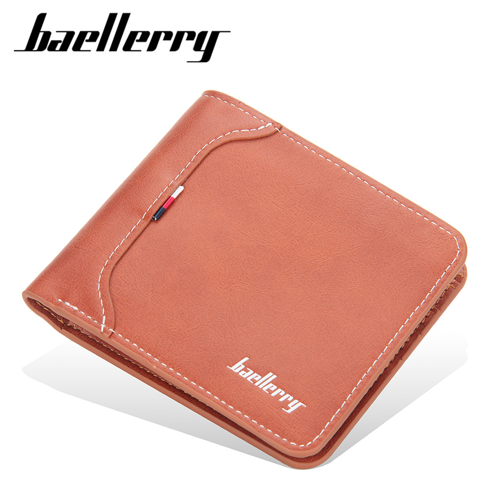 Baellerry Men's Short Wallet Stylish Horizontal Ultra-thin Open Wallet High-quality Card Holder_voghion.com