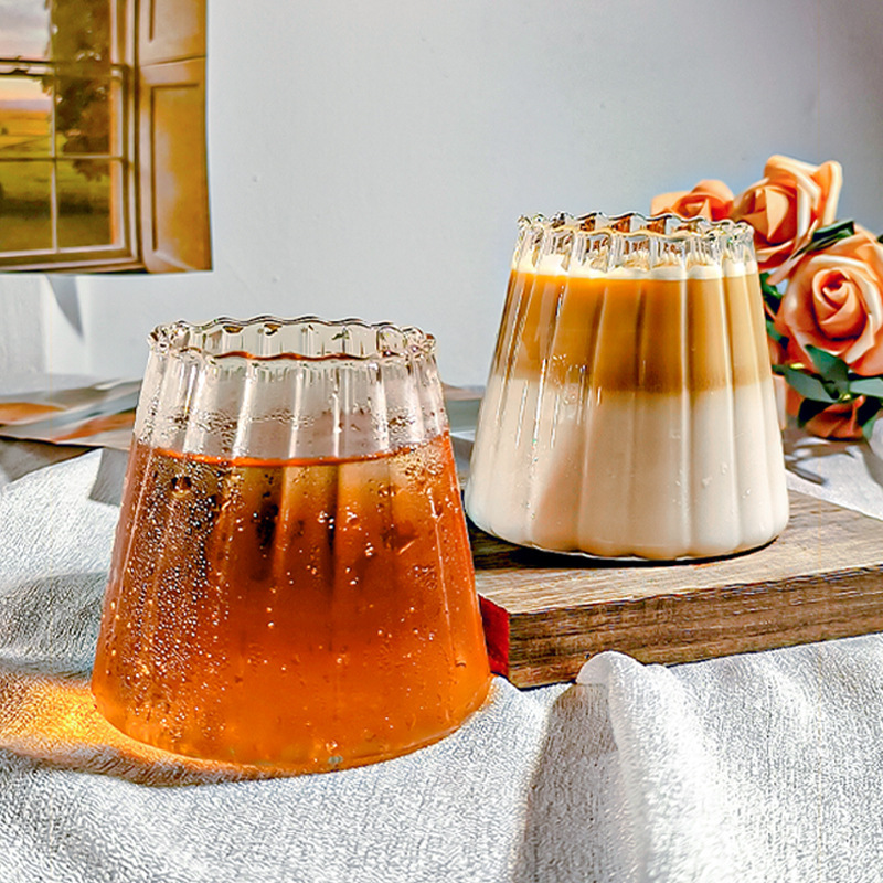 Alta franja de vidrio de borosilicano Fuji Taza red bar de whisky taza de cerveza bebida fría taza de jugo de una sola capa