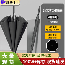 长柄雨伞简约大号高密度加宽加粗抗风直径大反光条设计源头工厂