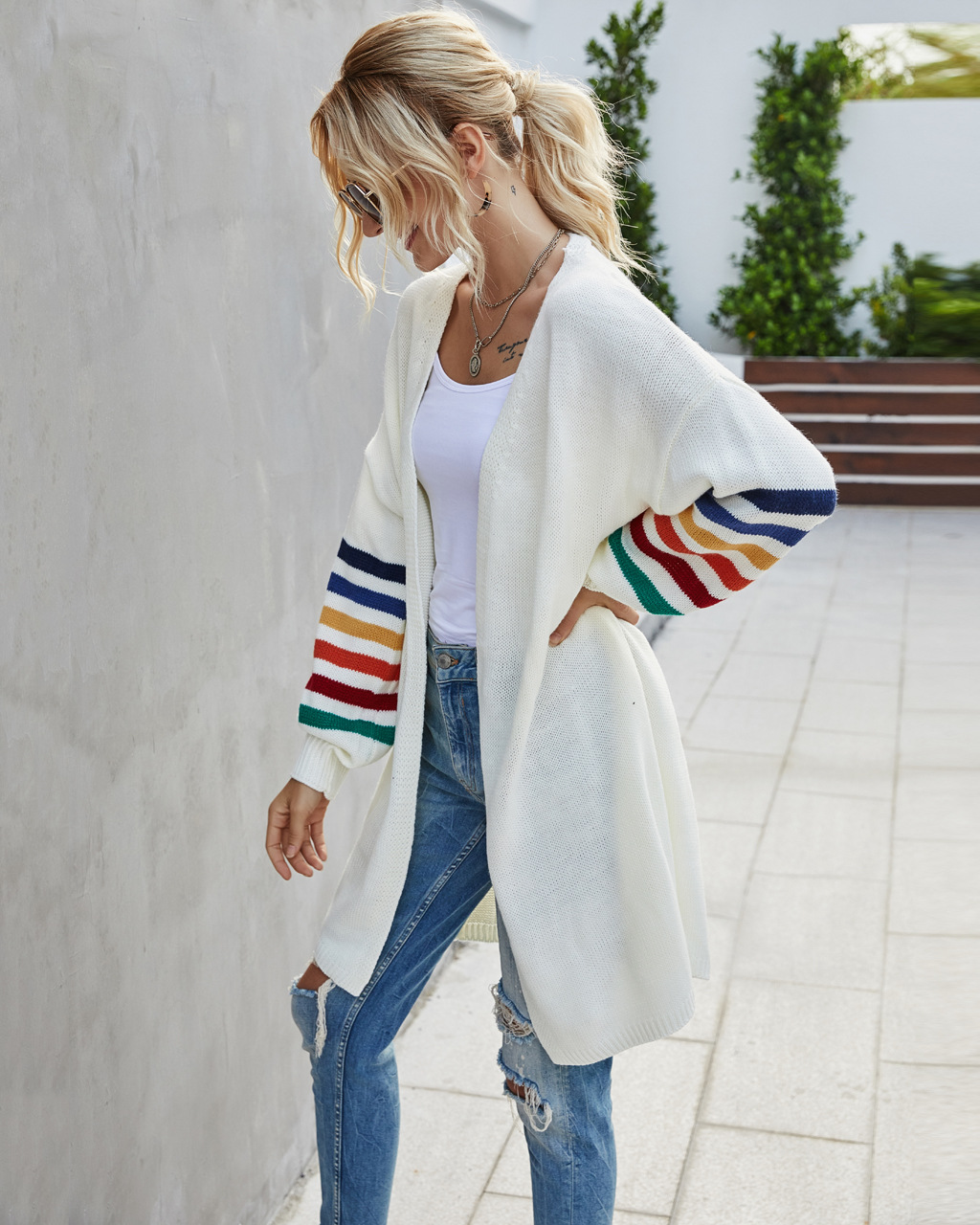 Women's Clothing patchwork loose large size sweater sweater jacket _voghion.com