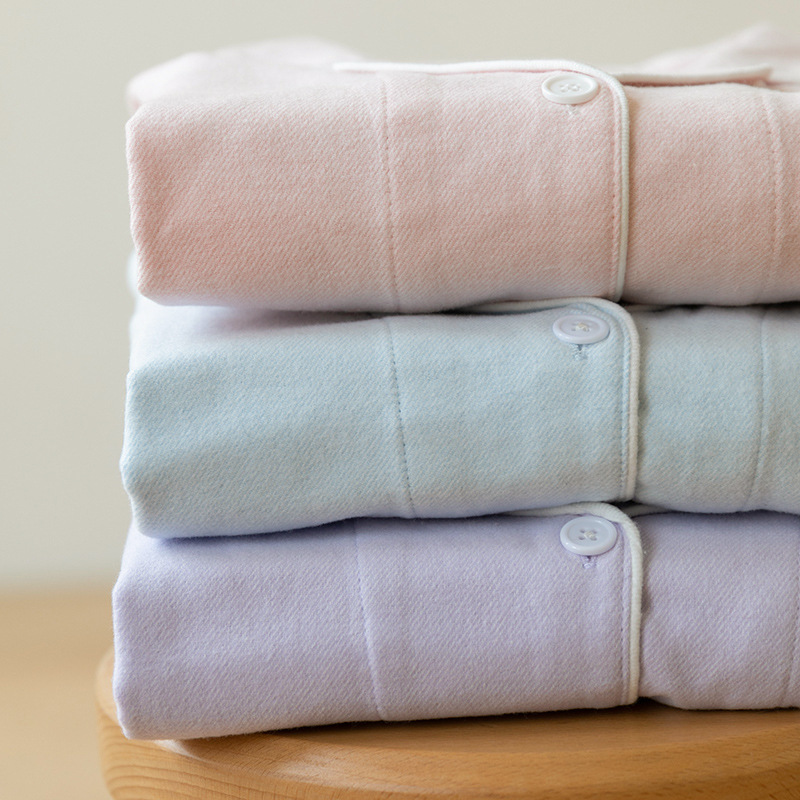 着迷69-女士睡衣秋冬季全棉磨毛绒布情侣套装法兰绒日系家居服大