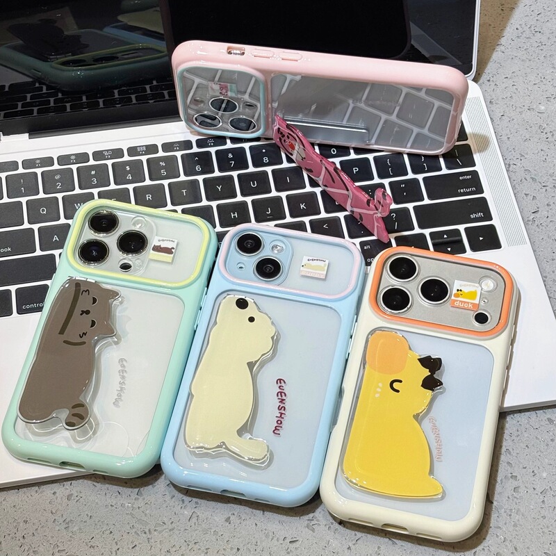 Pink little tiger case suitable for Apple 17PROMAX, starry sky case with contrasting color little yellow duck iPhone16 phone protective cover Pink little tiger case suitable for Apple 17PROMAX, starry sky case with contrasting color little yellow duck iPhone16 phone protective cover