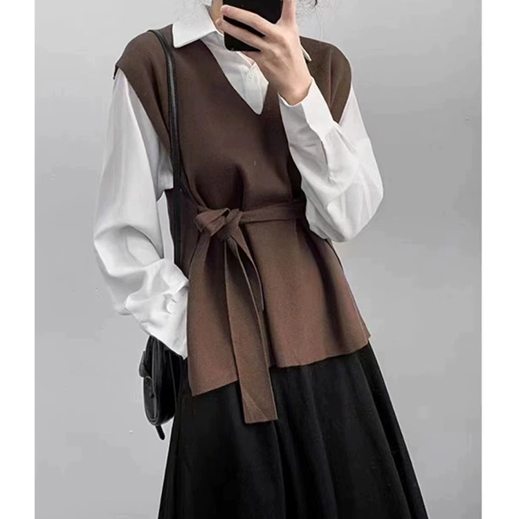 KANING Ранняя осень сплошной трикотажный жилет женский осень-зима 2025 новая внешняя раскладушка