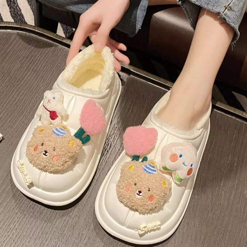 厚底棉拖鞋女外穿冬季新款防水居家居防滑包跟毛绒保暖加绒棉鞋男