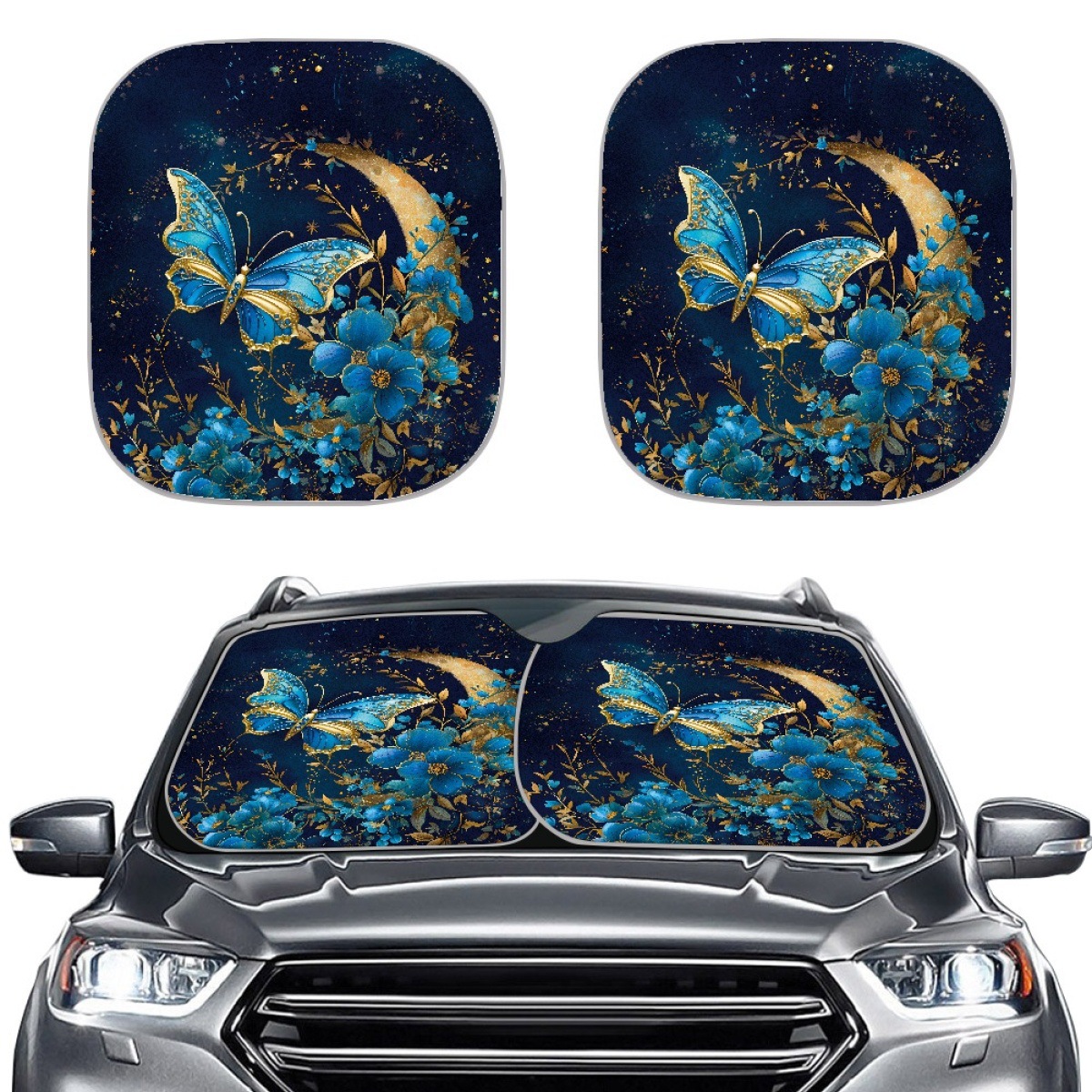 나비 달 꽃 패턴 음영 배플 기어 커버를 매핑하는 최소 주문 자동차 태양 바이저 2 조각