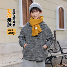 2025儿童秋冬男童加绒连帽外套 熊猫圆圆重磅休闲开衫卫衣批发