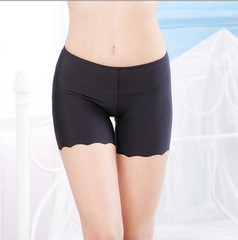 薄款冰絲無痕安全褲波浪紋中腰打底褲二合一女士內褲夏季三分褲