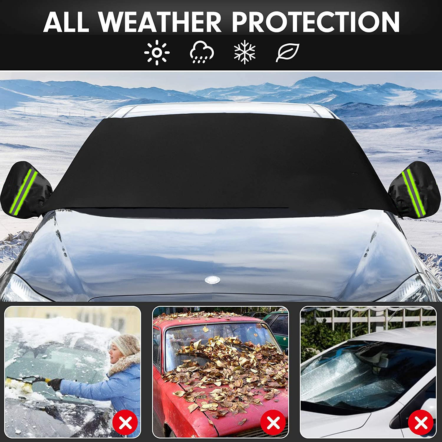 Directly from the manufacturer: Car snow cover for front windshield, 600D Oxford fabric, thickened, waterproof, and frost-proof snow cover