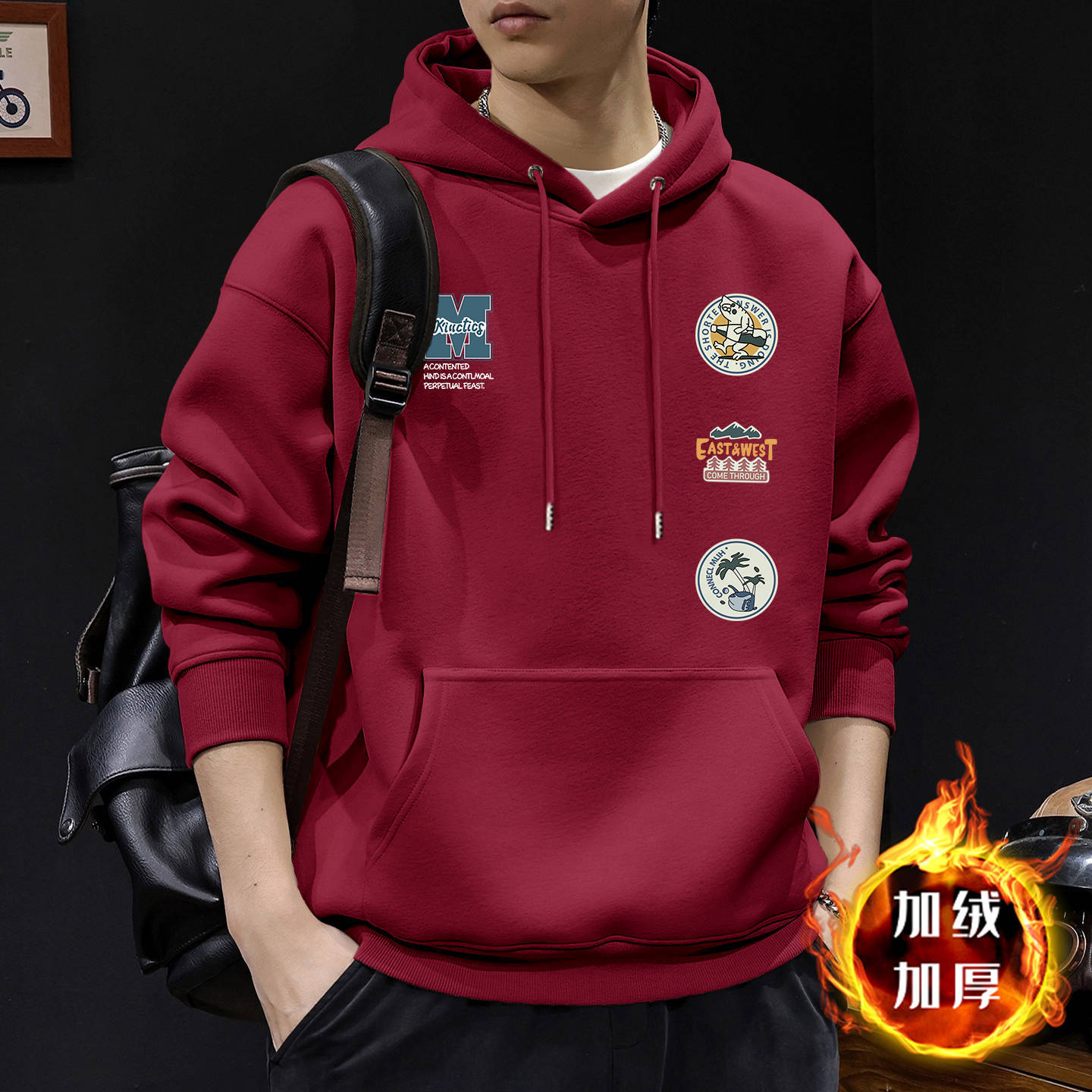 Suéter masculino primavera y otoño cuello redondo chaqueta de manga larga marca de moda americana impresión deportiva juvenil chaqueta pesada