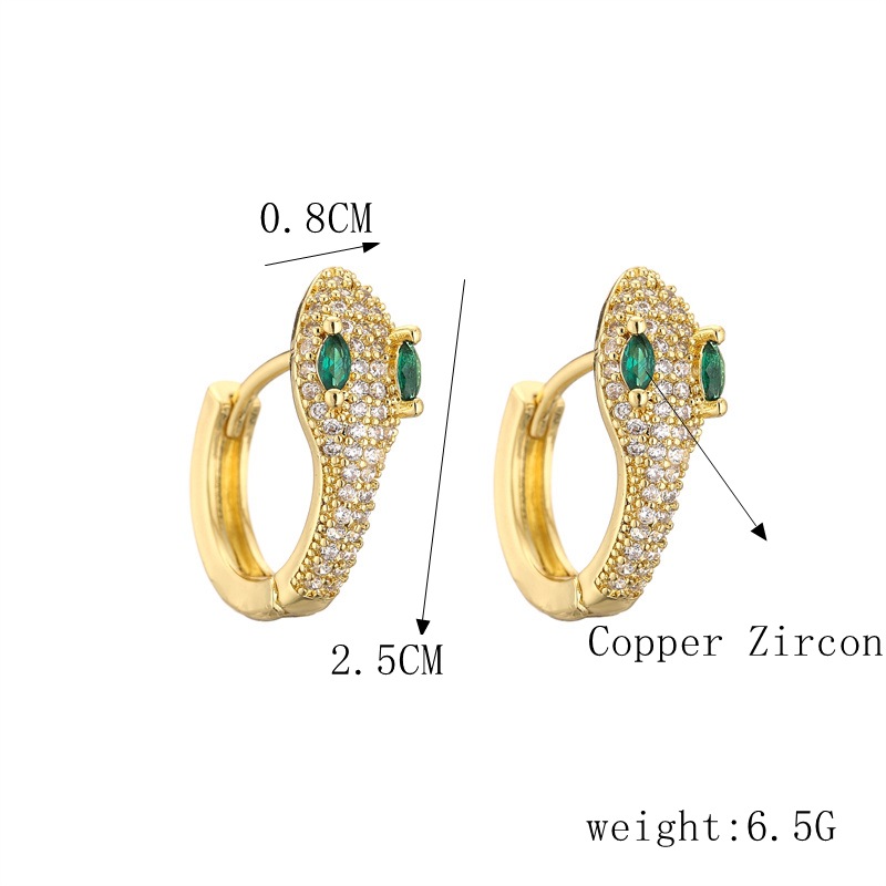 Fashion Moon Heart Shape Copper Hollow Out Inlay Zircon Earrings Ear Studs 1 Pair