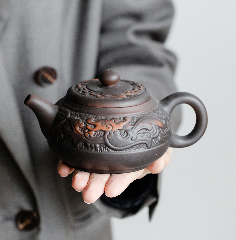 Handmade Jian Shui Purple Clay Tea Pot, Xishi Teapot Set for Home Use, Business Gift for Leaders, Elders, and Teachers