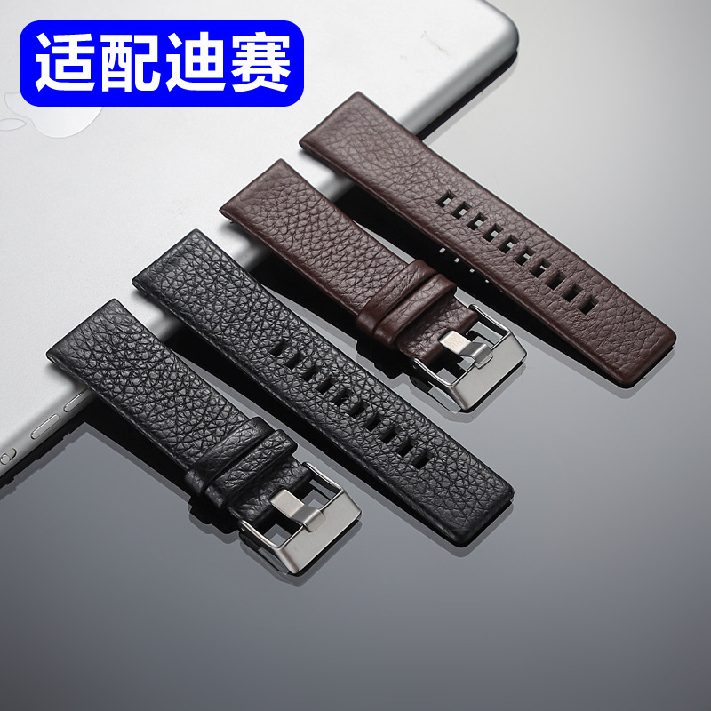 Litchi grain first layer cowhide strap adapts to the flute race watch size 18 to 32MM in stock cowhide strap