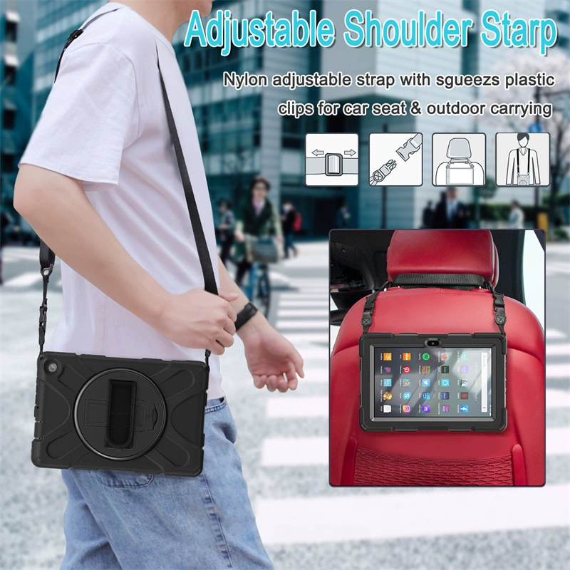Совместимо с Amazon Fire7 2022 Pirate King Flash Shell PC Rotating Smedule Kindle HD8 ремень через плечо задняя оболочка