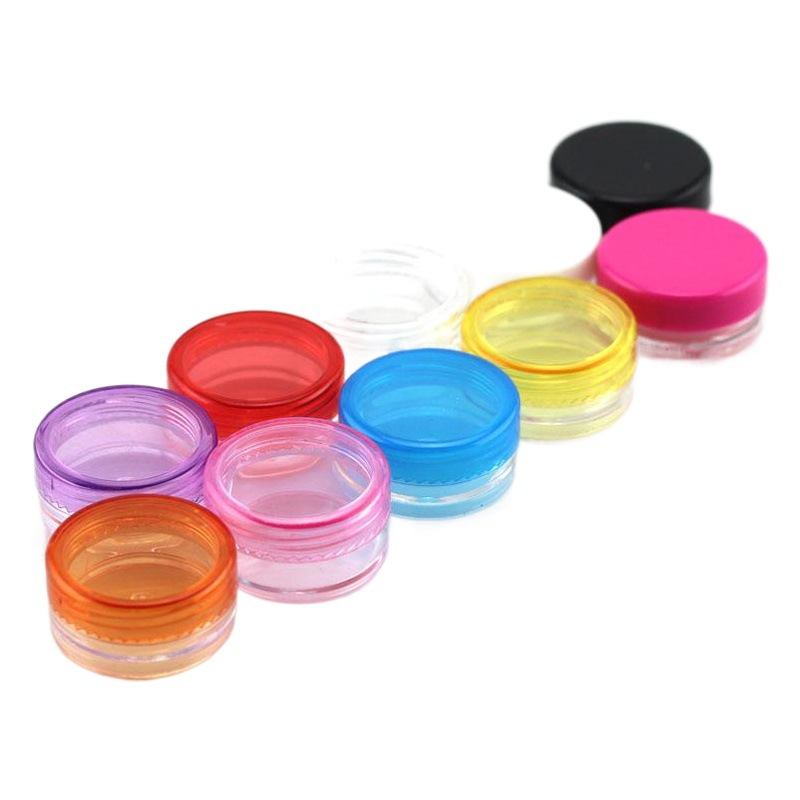 Crema de caja redonda de plástico 5g Pequeña muestra crema cosmética 3ml sombra de ojos sub-botella material de embalaje en stock suministro