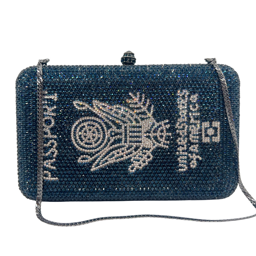 Bolsa de cristal de pasaporte transfronteriza de pasaporte de los Estados Unidos con diamantes bolsas de cena industria pesada con diamantes completos bolsas de mano duras