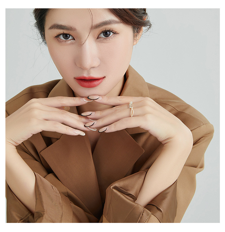 Fashion Round Copper Inlay Opal Pearl Zircon Open Ring 1 Piece