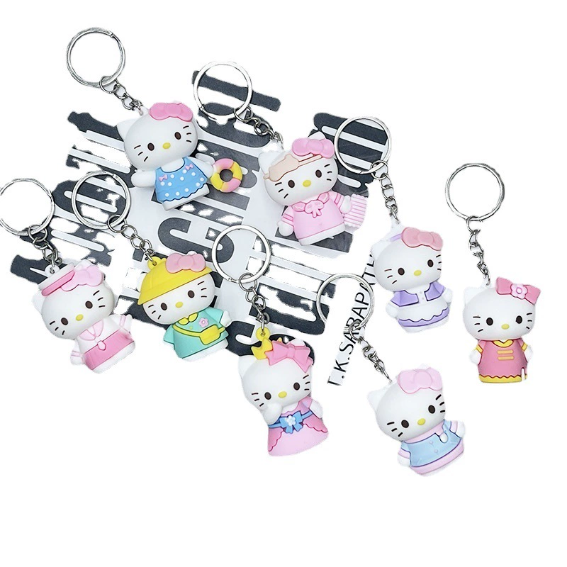 Cartoon keychain for dressing up, swimming ring, doll from soft rubber
