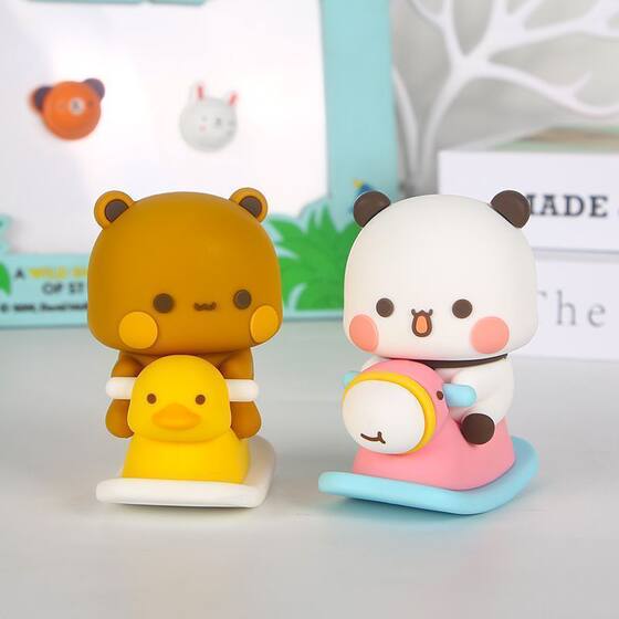 Cloth One and Two Panda Doll Hand-held Desktop Car Ornaments Cartoon Doll Trendy Play Men's and Women's Gift Animation Blind Box