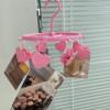 Cute fuchsia small plastic hanger for elementary school students, socks, underwear