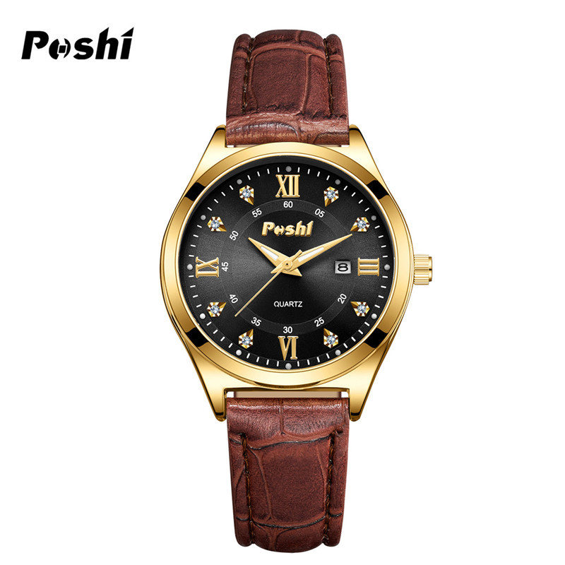 Comercio exterior transfronterizo hombres negocios reloj de cuarzo POSHI marca moda luminosa impermeable doble calendario reloj de mujer