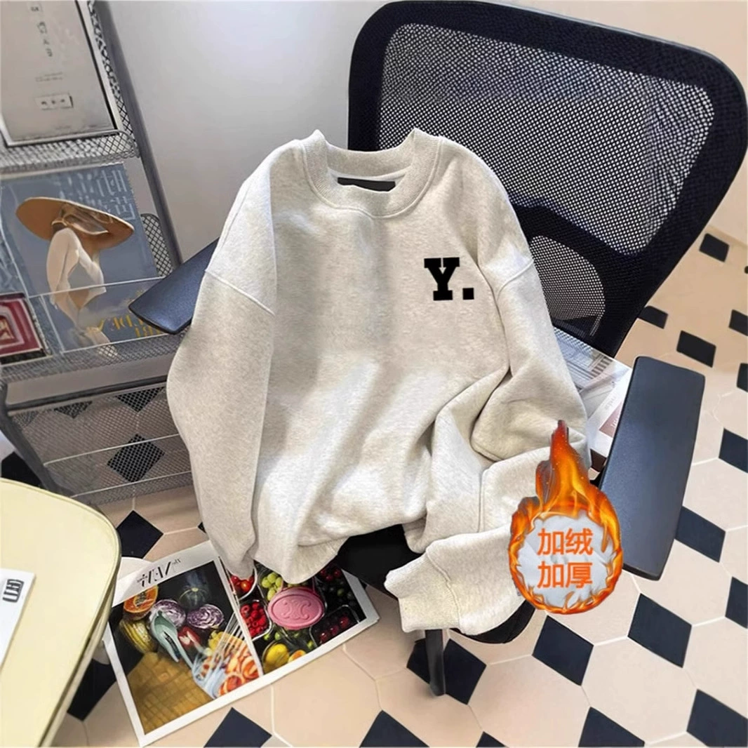 [Настраиваемый] Толстовка оверсайз из флиса 400 г с винтажным принтом, стильный свободный крой в американском стиле, нишевый дизайн