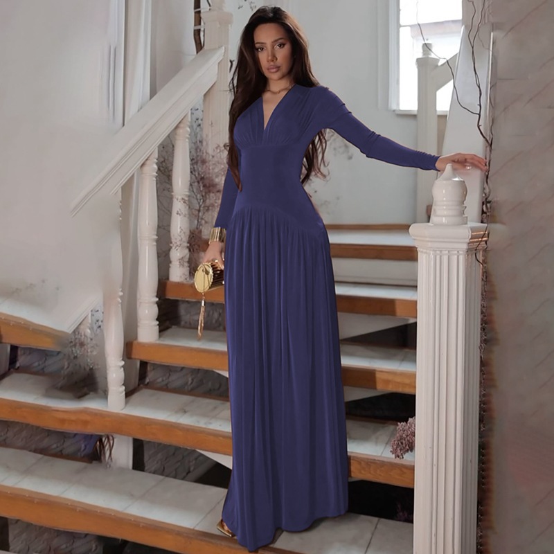 Hot-Selling Women's Fashion 2025 Summer New Fashionable Elegant Slim Waist Long Sleeve Dress Wholesale_ecoleips.com