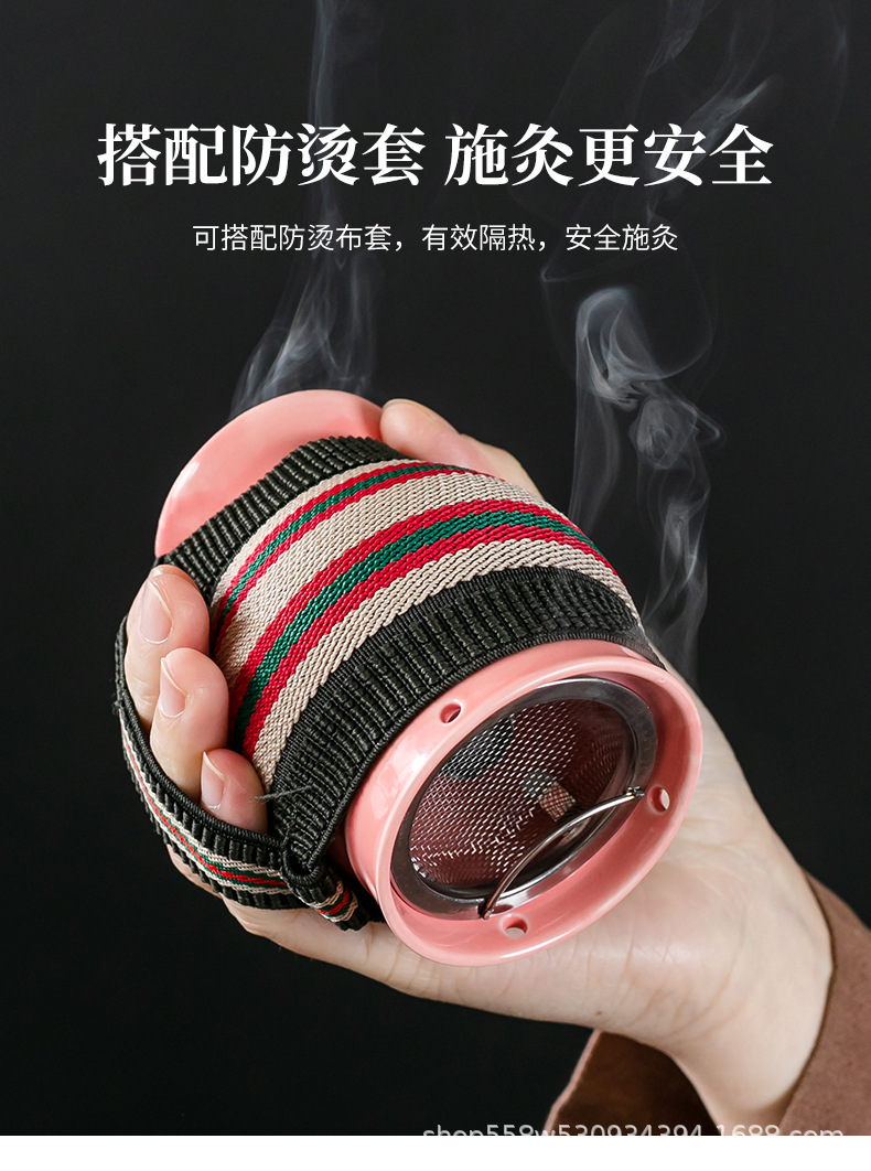 Ceramic Moxa Cup with Double Layer Heat Insulation 7x10cm Moxibustion Massage Tool for Home Body Therapy specifications