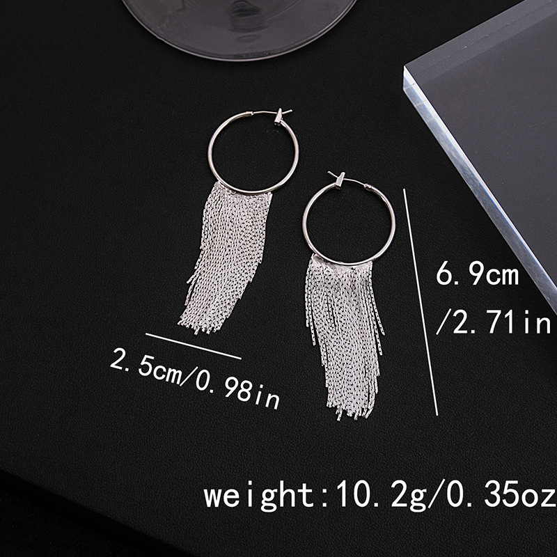 1 Pair Simple Style C Shape Tassel Plating Copper Drop Earrings display picture 5