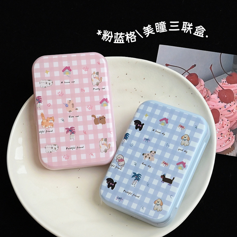 Ins Cartoon Animal Contact Lens Box Multiple Portable Storage Contact Lens Box Multiple Pairs of Large Capacity Companion Box