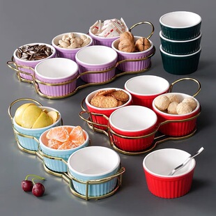 Melamine snack plate afternoon tea fruit plate compartment creative snack plate fruit snack nut plate small Bowl iron basket