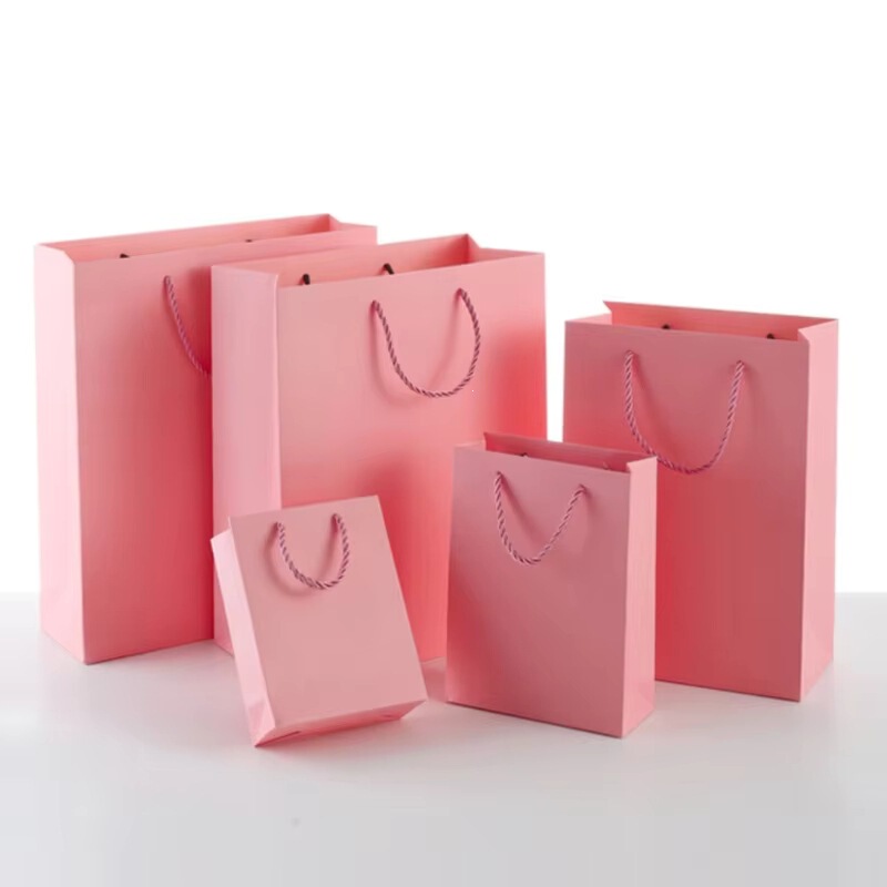Pink Starry Sky Design Paper Gift Bag with Handle and Bow, for Party Favors, with Handle