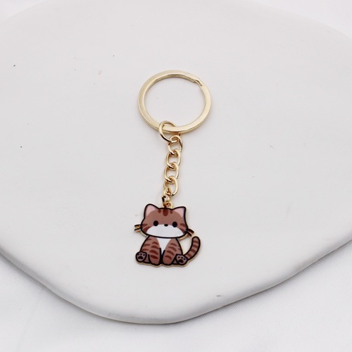 Bestselling Creative Metal Cat Keychain Cartoon Cute Cat Charm Playful Flower Cat Keychain