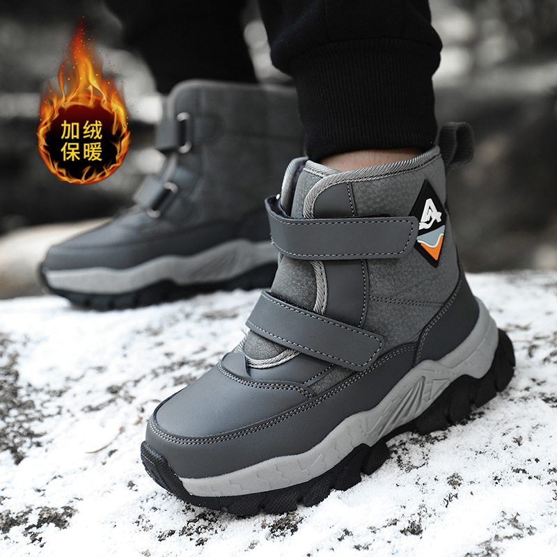 Hot Selling Boys' Snow Boots Fleece-Lined and Thickeneded High-Top Kidsren's Cotton Shoes Steel Claw Warm Outdoor Student Sports Shoes Winter