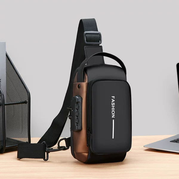 New men's cycling bike bag combination lock anti-theft chest bag men's messenger bag chest bag outdoor sports usb interface