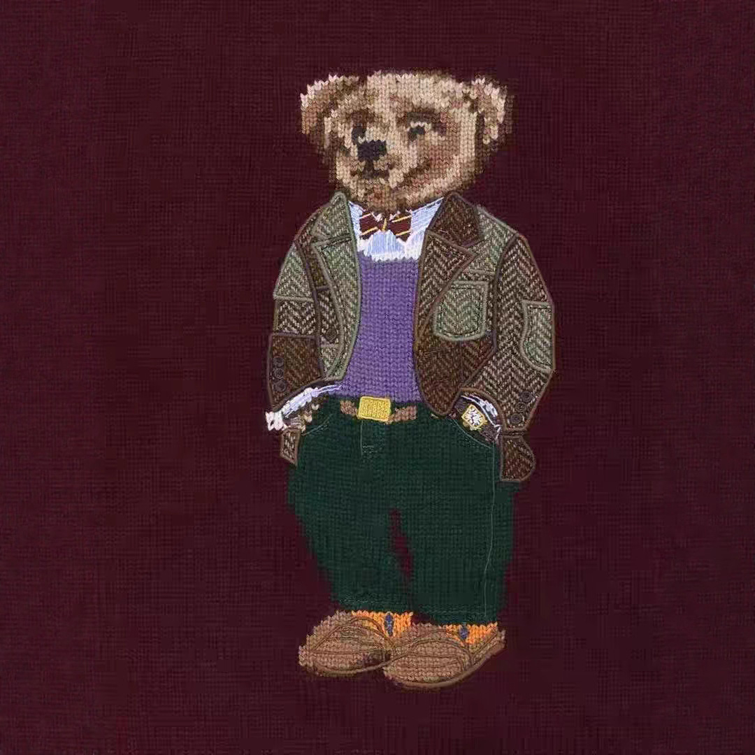 高端秋冬新款安可拉红小熊羊绒羊毛针织衫圆领休闲美式毛衣女