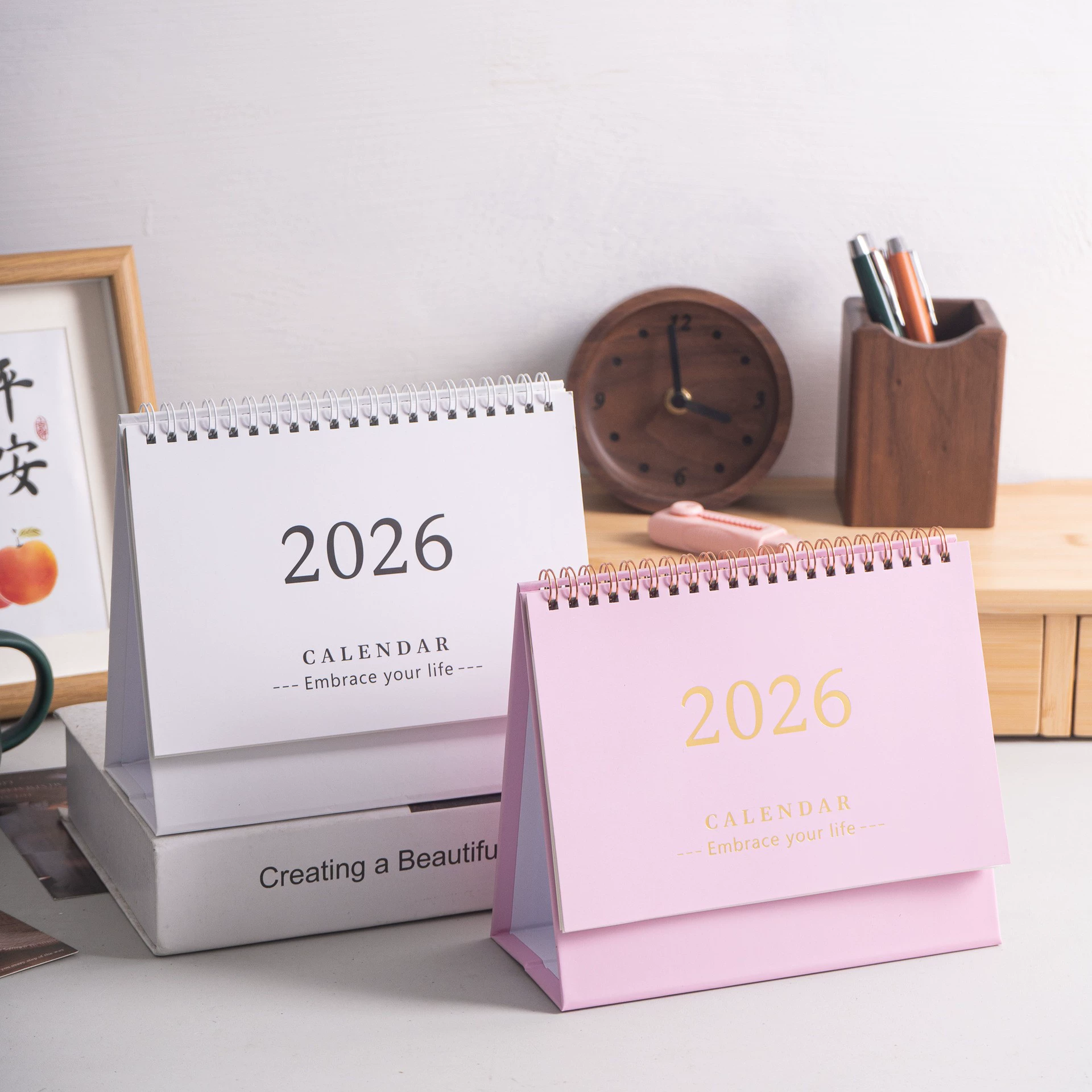 Korean fresh desk calendar, notebook, Korean style, 2026 years, English