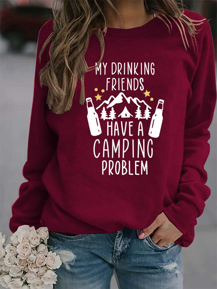 Women's Hoodies Long Sleeve Printing Streetwear Letter Mountain Wine Bottle display picture 4