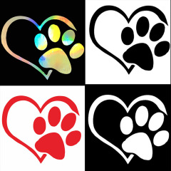 外国貿易heart pawビニルデカール車は反射愛の足跡を貼っています。車は犬の足跡を貼っています。