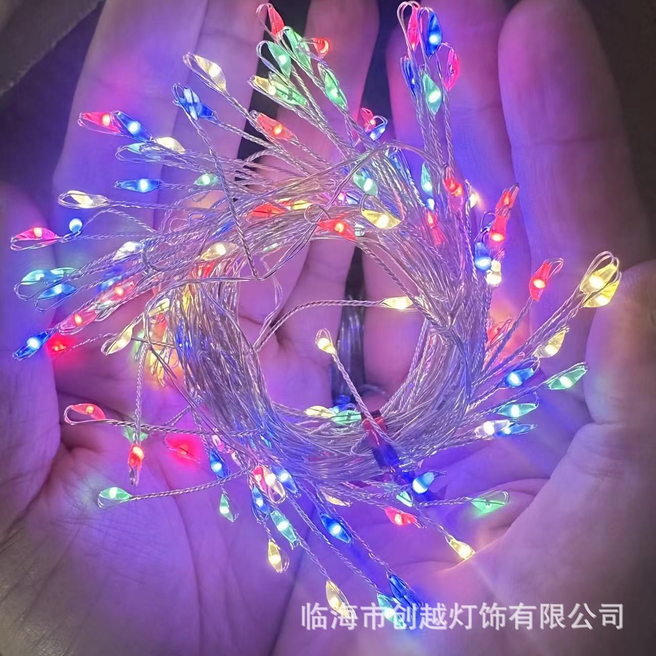 LED圣诞彩灯圣诞绿线鞭炮灯绿线蜈蚣铜线鞭炮灯串室外庭院装饰灯