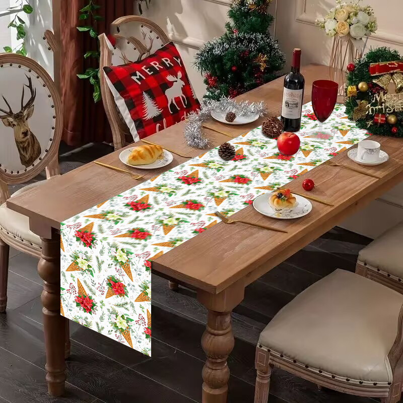 Transfronterizo nuevo creativo helado navideño bandejas de mesa de fiesta de Navidad atmósfera decoración tela de mesa de té