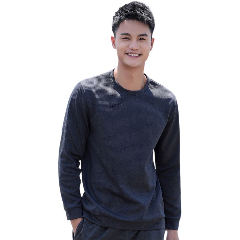 Otoño e Invierno que basa el suéter de los hombres caliente simple moda Klein azul suelta color sólido suéter manga larga suéter image 1