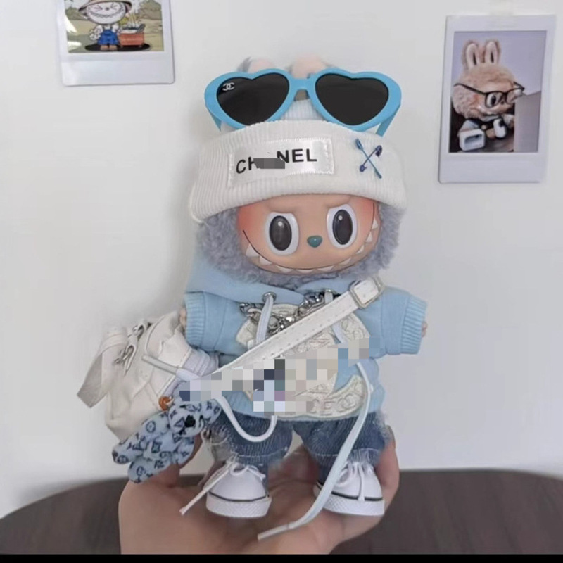 一二三代Labubu娃衣baby蓝小香风卫衣套装拉布布潮牌高定着替|undefined