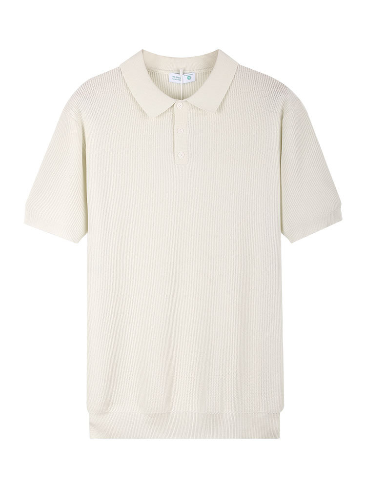 Polo de seda de hielo de hombre de manga corta hombre de verano lujoso ligero de alto nivel viejo estilo de dinero condujo camiseta de negocios ropa casual de hombre