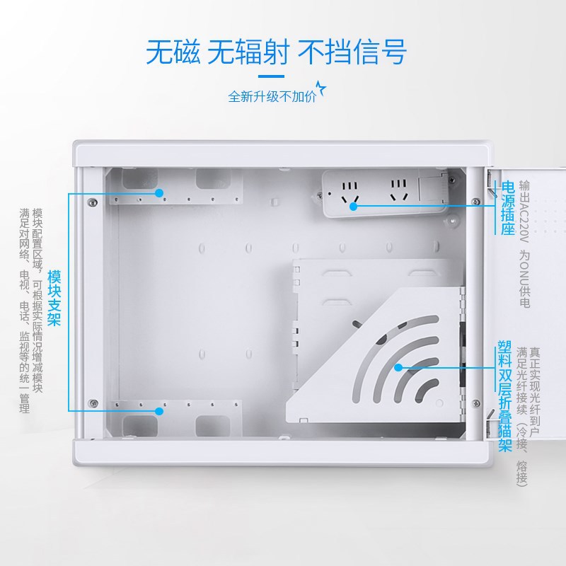 布线箱光纤入户家用光纤箱户内箱子盖子电源插座中号壁挂弱电箱加